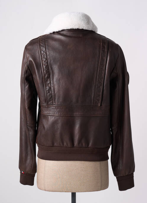 Veste en cuir marron PATROUILLE DE FRANCE pour homme