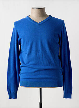 Pull col v manches longues bleu DARIO BELTRAN homme