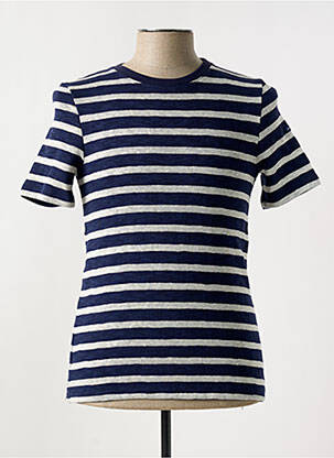 Pull col rond manches courtes bleu SAINT JAMES homme