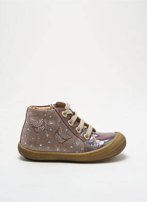Baskets tissage vernis bout rond marron LUNELLA fille