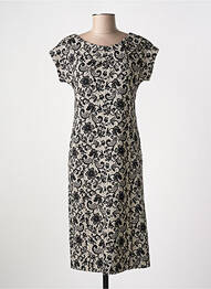 Robe mi-longue imprimé fleurs manches courtes noir ESCORPION femme