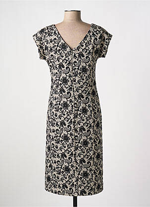 Robe mi-longue imprimé fleurs manches courtes noir ESCORPION femme