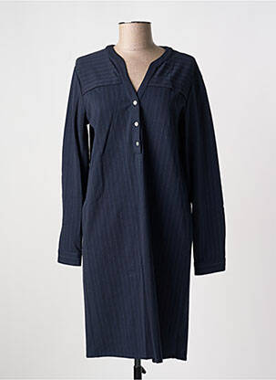 Robe mi-longue tissage crêpe manches longues bleu LE PETIT BAIGNEUR femme