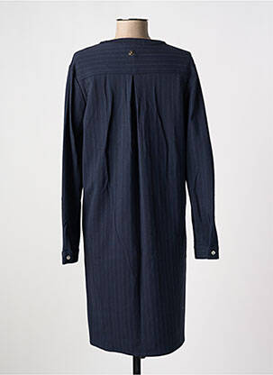 Robe mi-longue tissage crêpe manches longues bleu LE PETIT BAIGNEUR femme