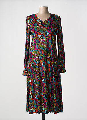 Robe mi-longue imprimé fantaisie manches longues noir AGATHE & LOUISE femme