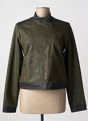 Veste simili cuir poches vert PAUL BRIAL femme