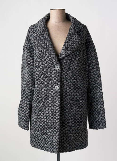 Manteau long coupe droite sans capuche gris LAUREN VIDAL femme