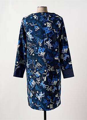 Robe mi-longue imprimé fantaisie manches longues bleu DIVAS femme