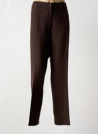 Pantalon droit fermeture zippée sous rabat boutonné marron JEAN GABRIEL femme