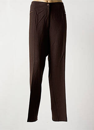 Pantalon droit fermeture zippée sous rabat boutonné marron JEAN GABRIEL femme