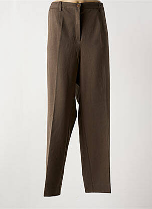 Pantalon droit fermeture zippée sous rabat boutonné marron KJBRAND femme