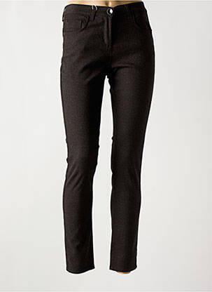 Pantalon slim fermeture zippée sous rabat boutonné marron EAST DRIVE homme