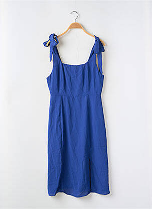 Robe mi-longue tissage crêpe fines bretelles bleu RIHOAS femme