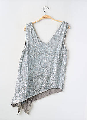 Top tissage crêpe sans manche gris PAROSH femme