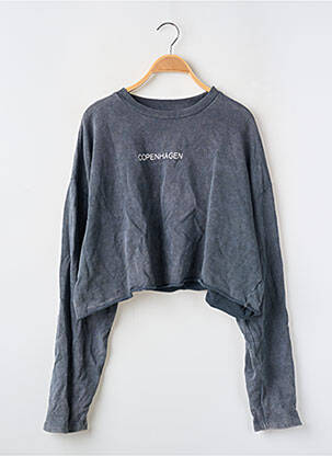 Sweat-shirt tissage jersey manches longues gris TOPSHOP femme
