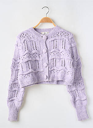 Gilet manches longues col rond violet MANGO femme
