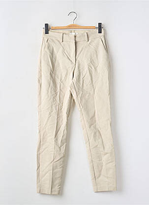 Pantalon slim tissage popeline taille normale beige H&M femme