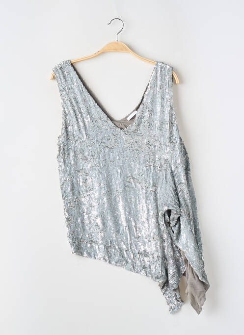 Top col v sans manche gris PAROSH femme