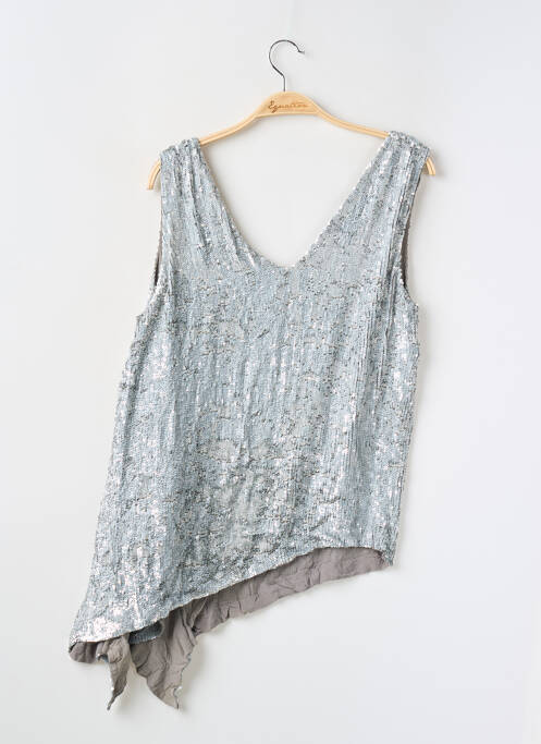 Top col v sans manche gris PAROSH femme