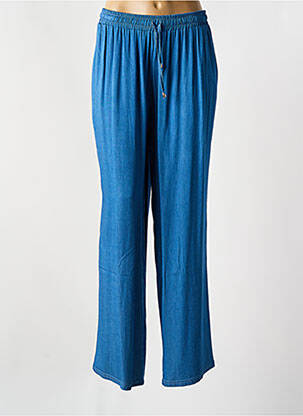 Pantalon droit taille haute taille haute bleu UN TEMPS POUR ELLE femme