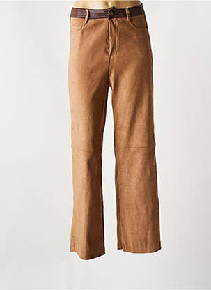 Pantalon large fermeture zippée sous rabat boutonné taille haute beige KEZY femme