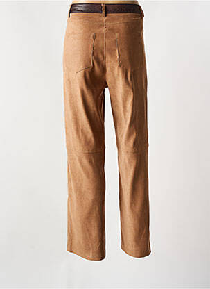 Pantalon large fermeture zippée sous rabat boutonné taille haute beige KEZY femme