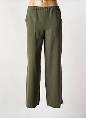 Pantalon large coupe fluide taille haute vert EMA BLUE'S femme