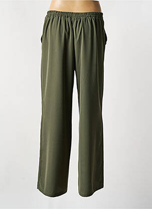 Pantalon large coupe fluide taille haute vert EMA BLUE'S femme