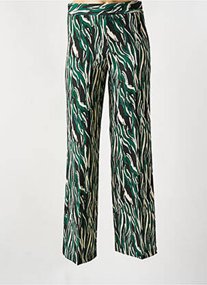 Pantalon large fermeture zip latéral taille haute vert EMA BLUE'S femme