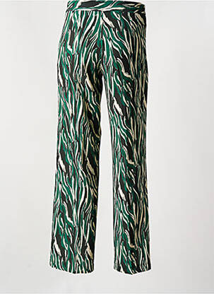Pantalon large fermeture zip latéral taille haute vert EMA BLUE'S femme