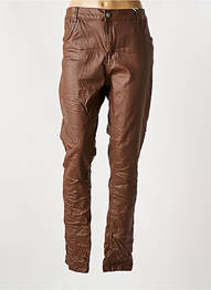 Pantalon slim tissage enduit taille haute marron KAROSTAR femme