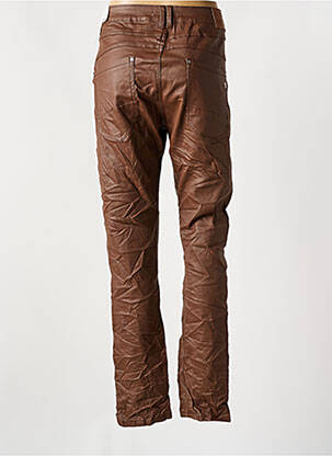 Pantalon slim tissage enduit taille haute marron KAROSTAR femme
