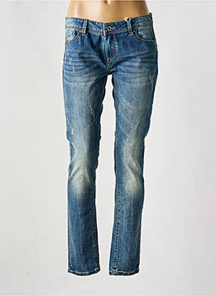 Jeans coupe slim effet usé délavé taille basse bleu REMIXX femme