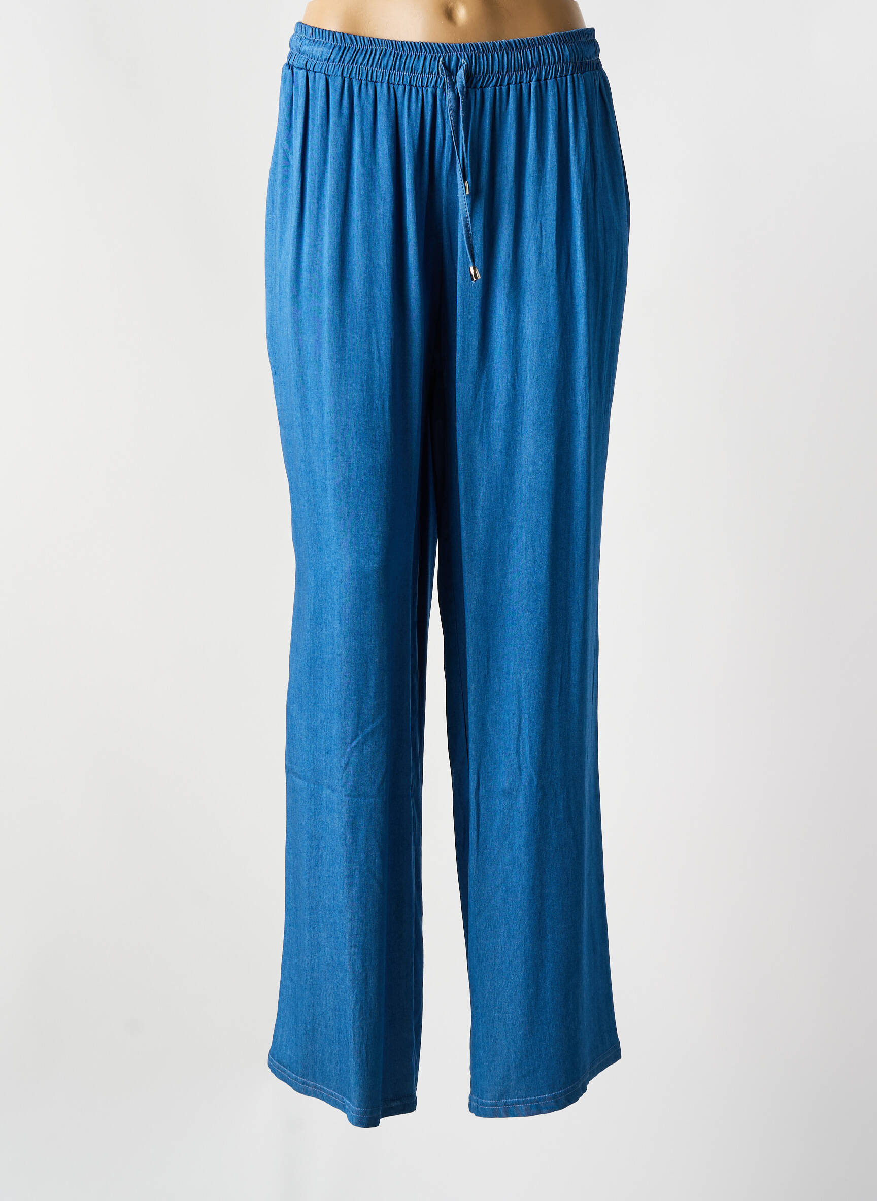 Pantalon droit taille haute taille haute bleu UN TEMPS POUR ELLE femme