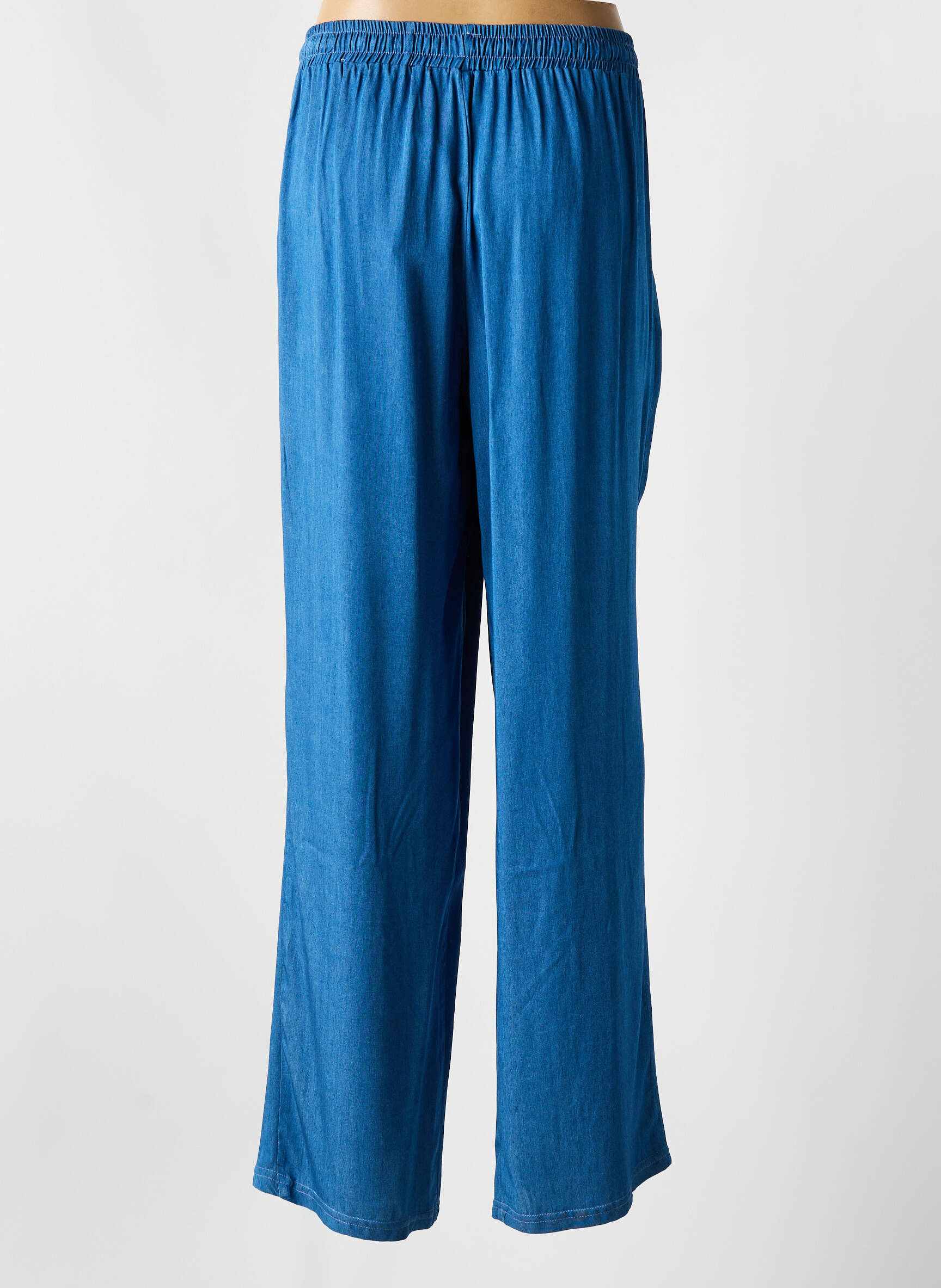 Pantalon droit taille haute taille haute bleu UN TEMPS POUR ELLE femme