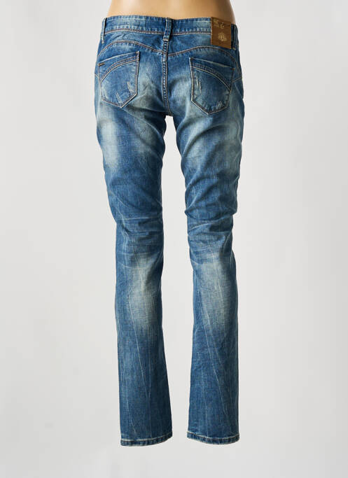 Jeans coupe slim effet usé délavé taille basse bleu REMIXX femme