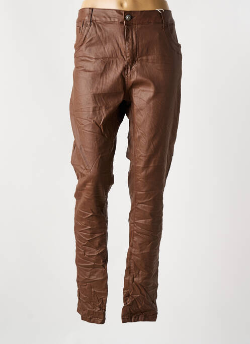 Pantalon slim marron KAROSTAR pour femme