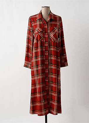 Robe mi-longue coupe fluide manches longues rouge PURPLE'S femme