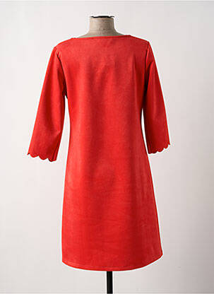 Robe mi-longue manches 3/4 manches 3/4 orange HALOGENE femme