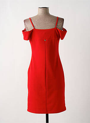 Robe mi-longue tissage crêpe manches courtes rouge JUS D'ORANGE femme