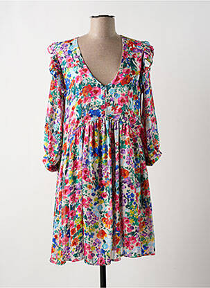 Robe courte coupe évasée manches longues rose VINTAGE LOVE femme