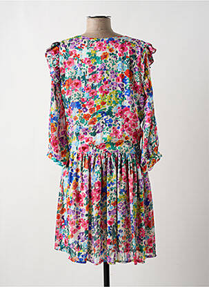 Robe courte coupe évasée manches longues rose VINTAGE LOVE femme