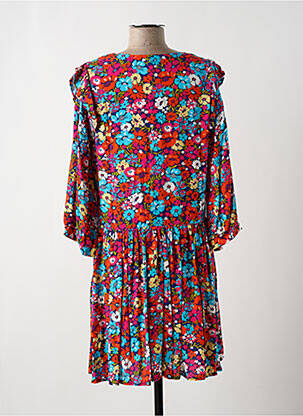 Robe courte imprimé fleurs manches 3/4 rose VINTAGE LOVE femme