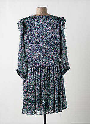 Robe courte imprimé fleurs manches longues bleu VINTAGE LOVE femme