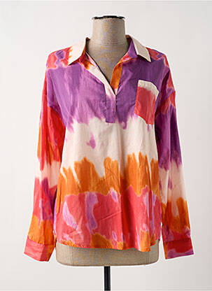 Blouse poignets boutonnés avec fente manches longues violet EMA BLUE'S femme