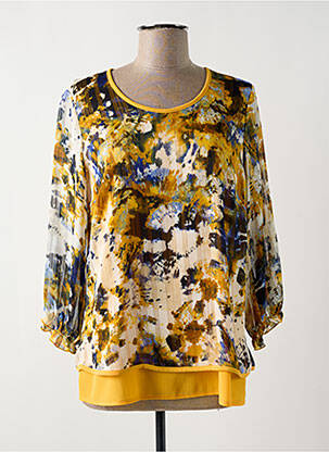 Blouse légère et transparente manches 3/4 jaune HALOGENE femme