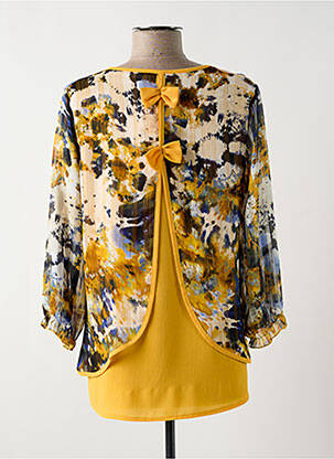 Blouse légère et transparente manches 3/4 jaune HALOGENE femme