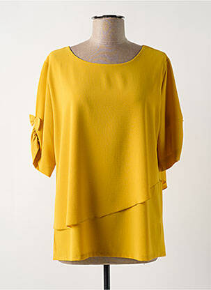 Tunique manches longues tissage crêpe jaune HALOGENE femme