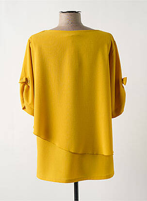 Tunique manches longues tissage crêpe jaune HALOGENE femme