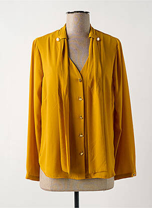 Chemisier tissage crêpe manches longues jaune EMA BLUE'S femme